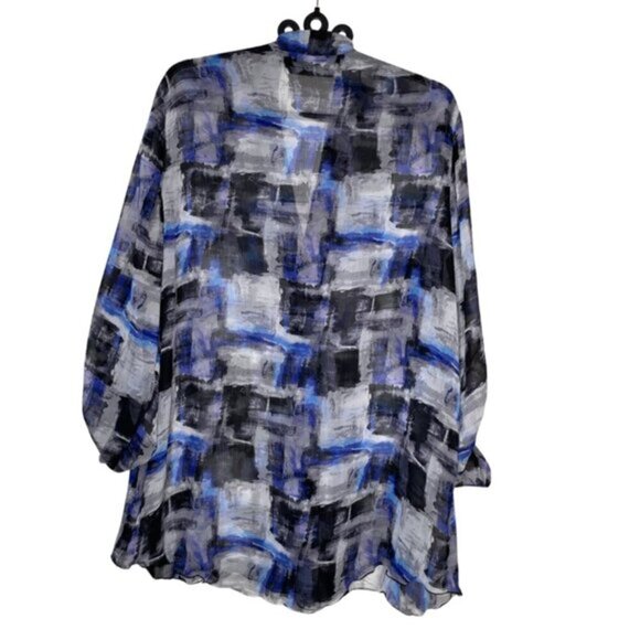 Simply Vera Wang Women's Roll Tab Print Pullover Boho Sheer Blouse Plus Size 2x - Picture 2 of 8